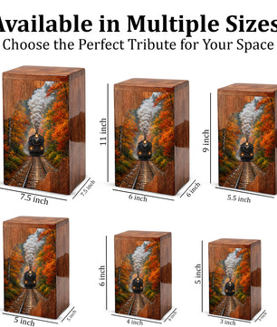 Personalized Wooden Cremation Urn for Mom & Dad, Steam Train Memorial Urn
