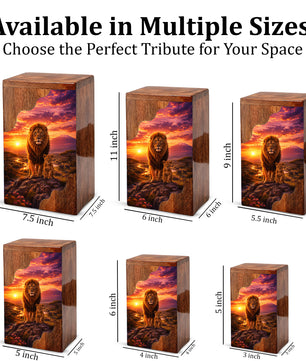 Lion Wooden Cremation Urn – Father Memorial Urn for Ashes | Strength & Legacy Wooden Urn