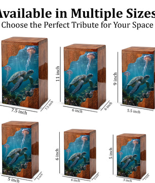 Sea Turtle Wooden Cremation Urn for Human Ashes | Adult Cremation Urn |