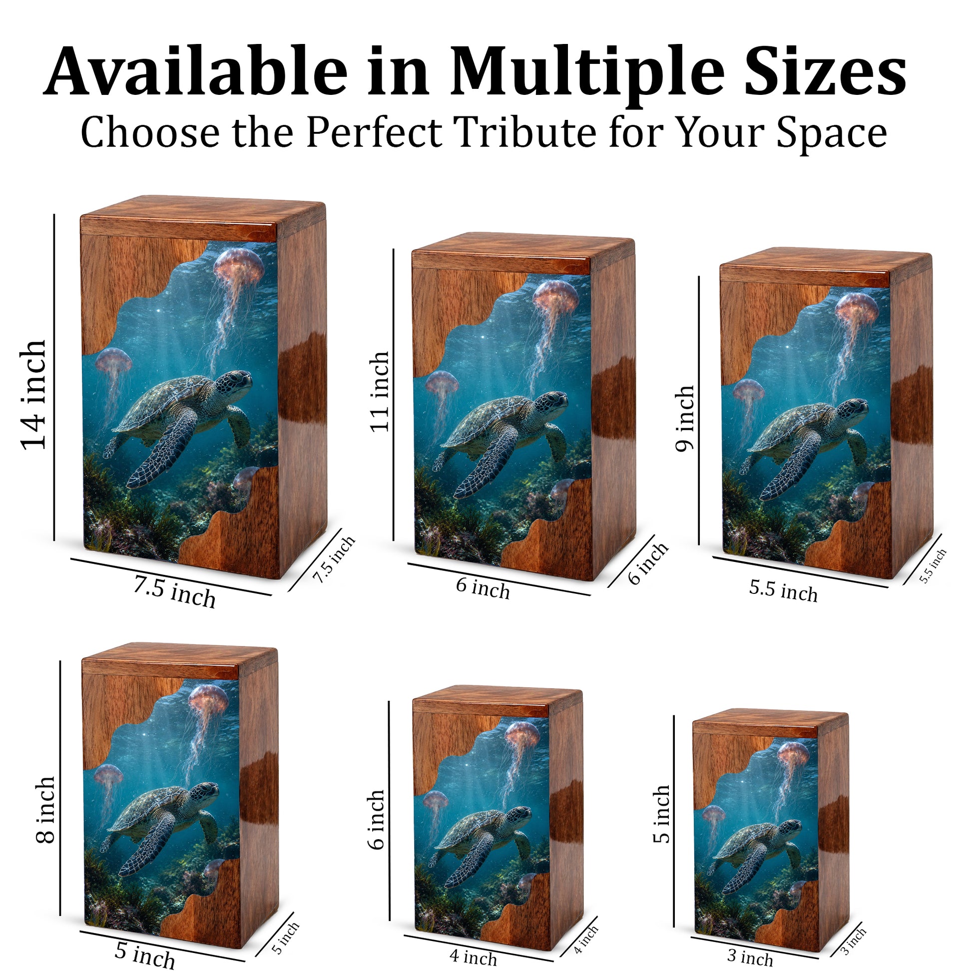 Sea Turtle Wooden Cremation Urn for Human Ashes | Adult Cremation Urn |