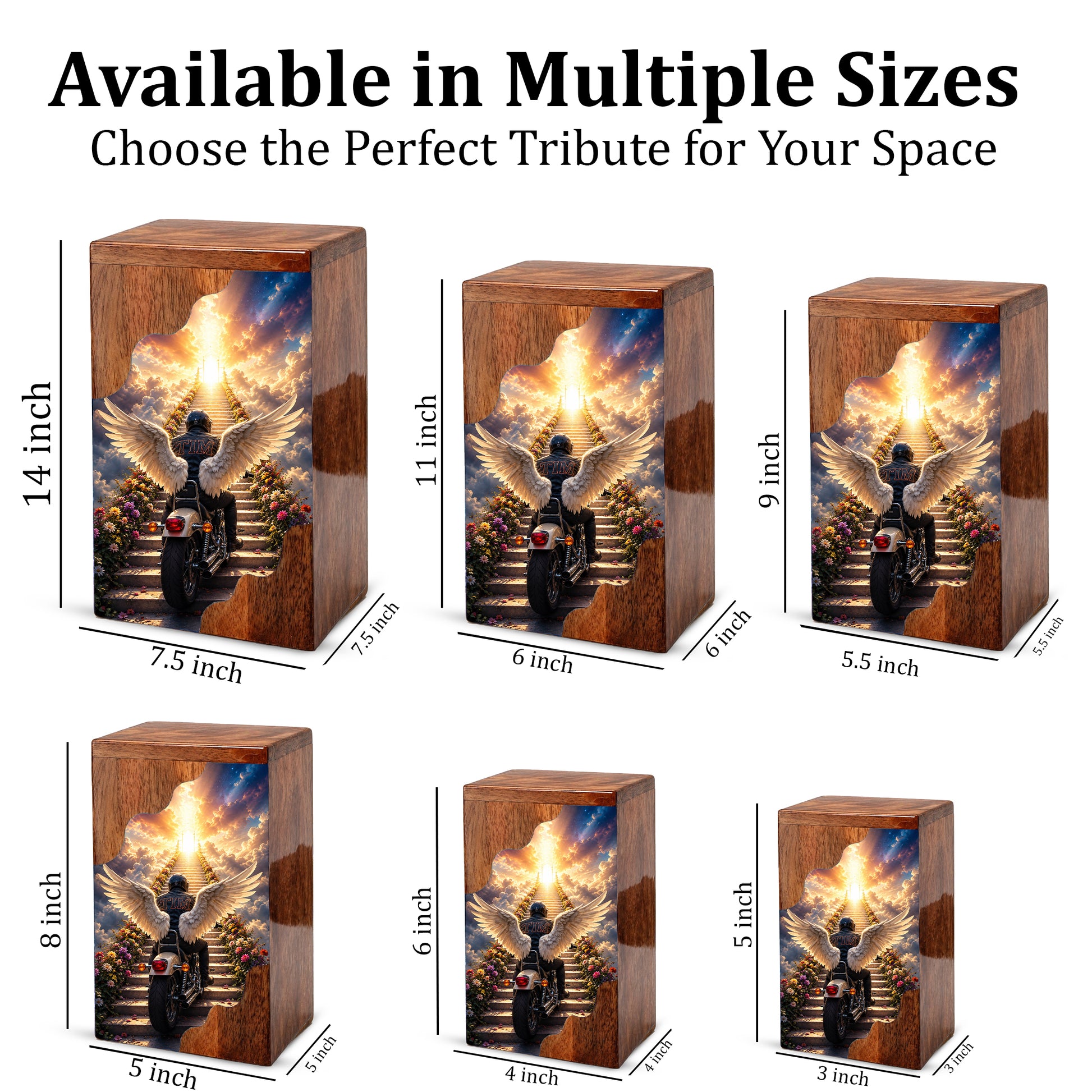 Motorcycle Heaven Wooden Cremation Urn – Ride Into Heaven Memorial Urn for Human Ashes