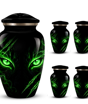 Adult Cremation Urn – Black Panther Green Eyes Memorial Urn for Adult Ashes