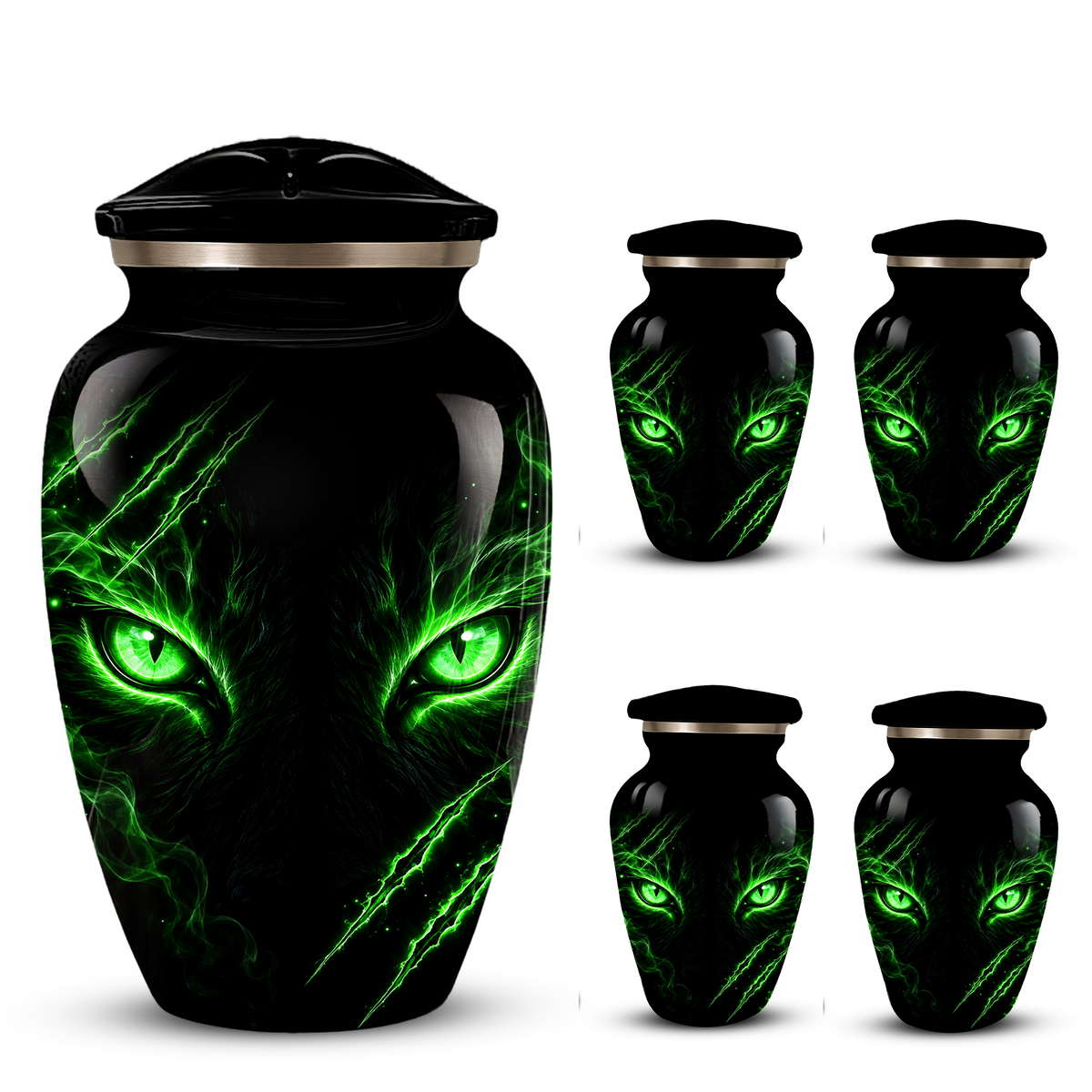 Adult Cremation Urn – Black Panther Green Eyes Memorial Urn for Adult Ashes