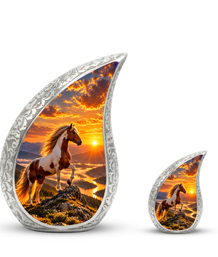 Horse Cremation Urn for Dad - Pinto Horse Memorial Urn for Ashes