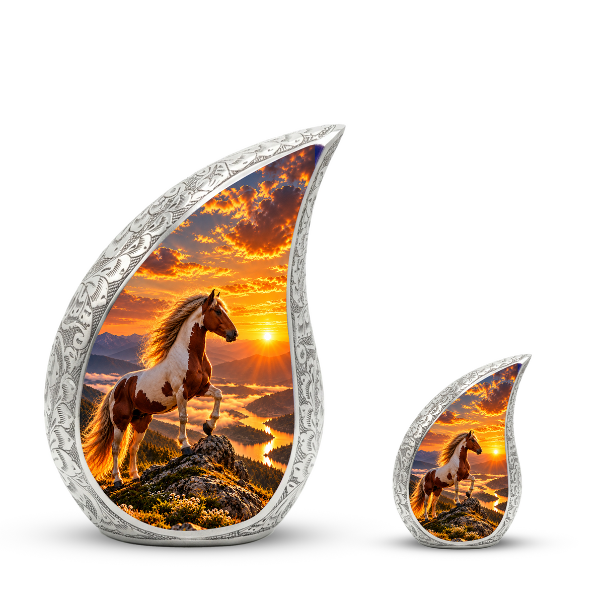 Horse Cremation Urn for Dad - Pinto Horse Memorial Urn for Ashes