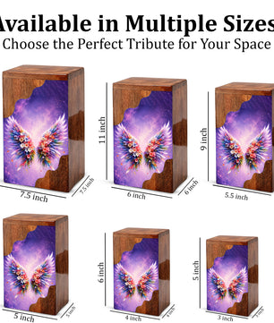 Angel Wings Wooden Cremation Urn – Wooden Urn for Human Ashes