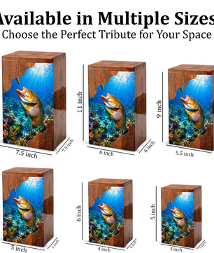 Fishing Wooden Cremation Urn – Ocean Fishing Memorial Urn for Human Ashes
