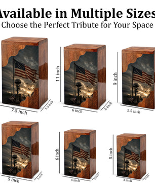 Military Wooden Cremation Urn for Human Ashes