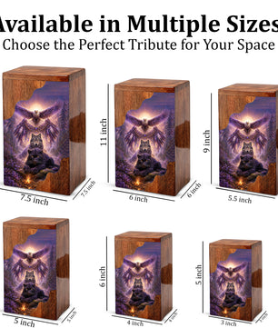 Wildlife Wooden Cremation Urn for Human Ashes | Eagle Wolf Panther Memorial Urn