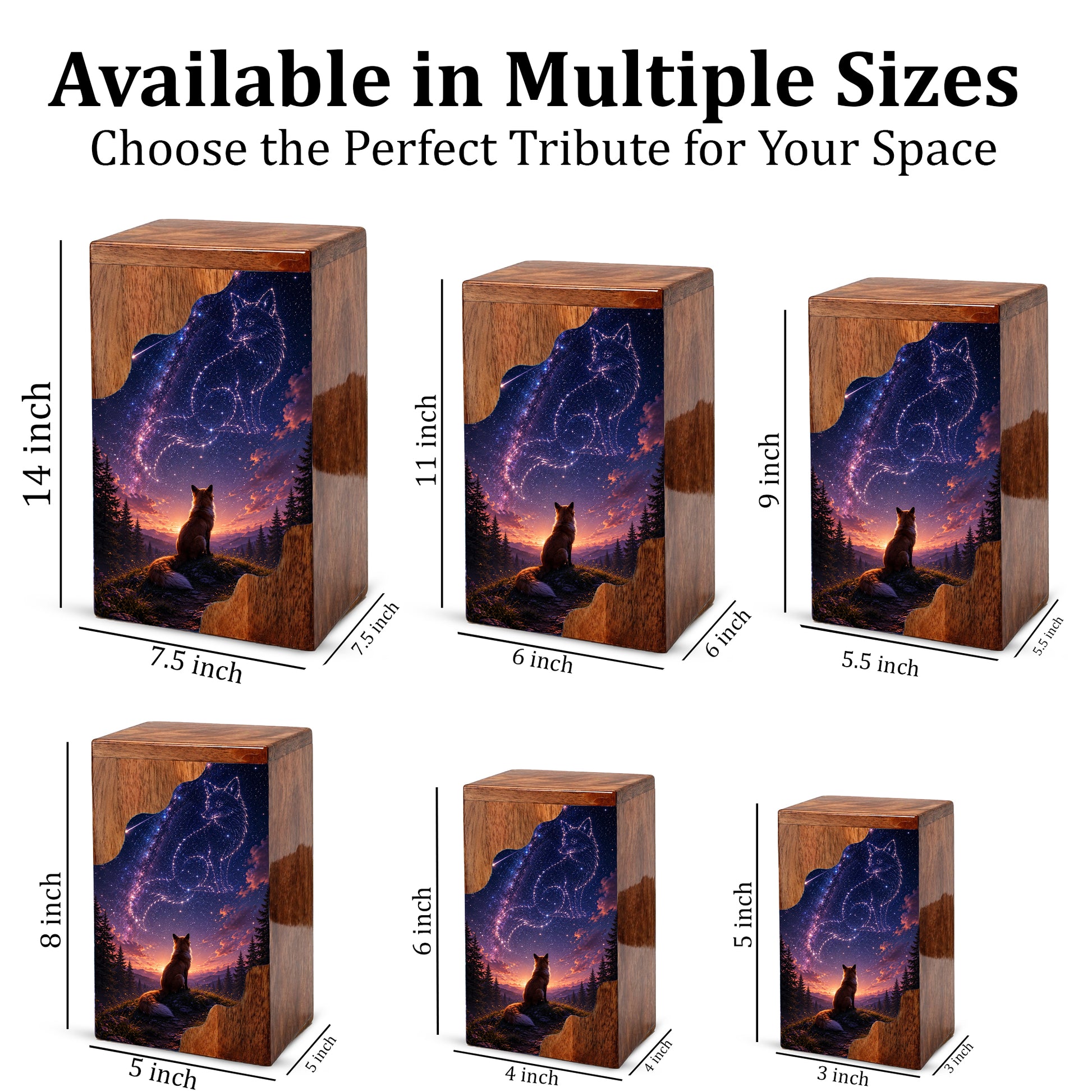 Fox Memorial Wooden Cremation Urn – Wooden Urn for Human Ashes