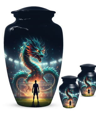 Dragon Soccer Urn for Human Ashes, Personalized Cremation Urn for Dad