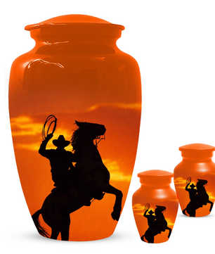 Personalized Cowboy Urn for Ashes | Western Horse Cremation Urn for Dad
