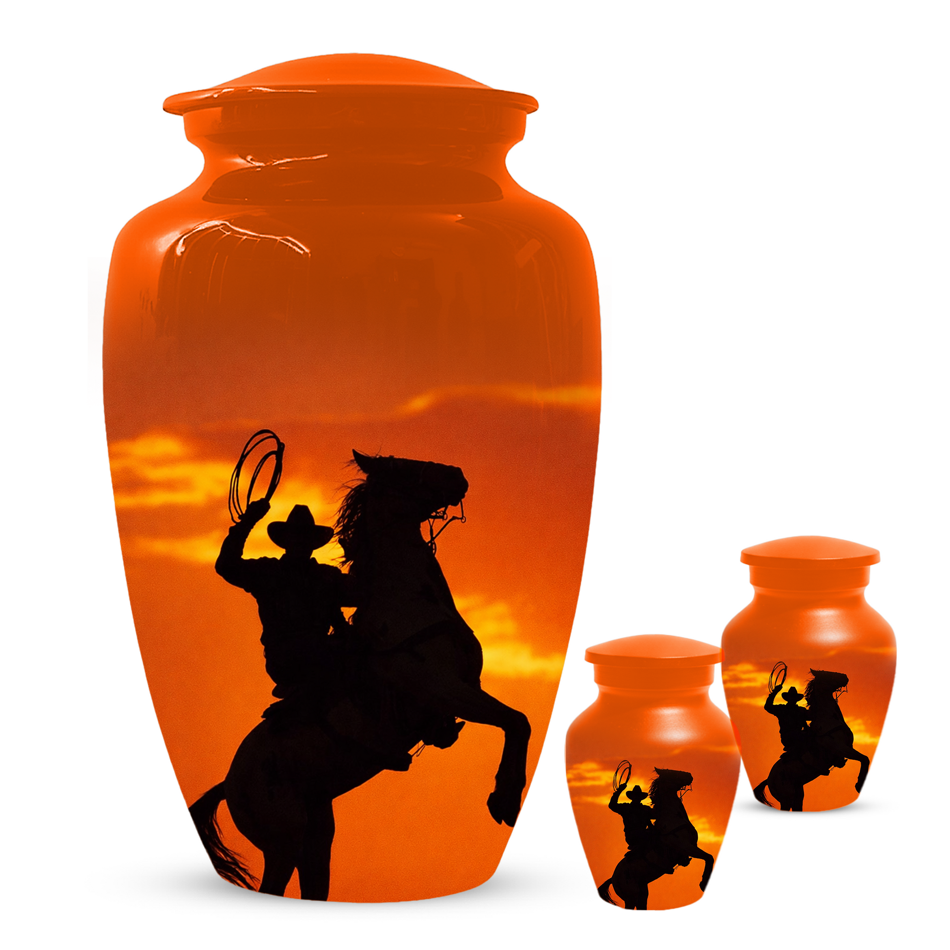 Personalized Cowboy Urn for Ashes | Western Horse Cremation Urn for Dad