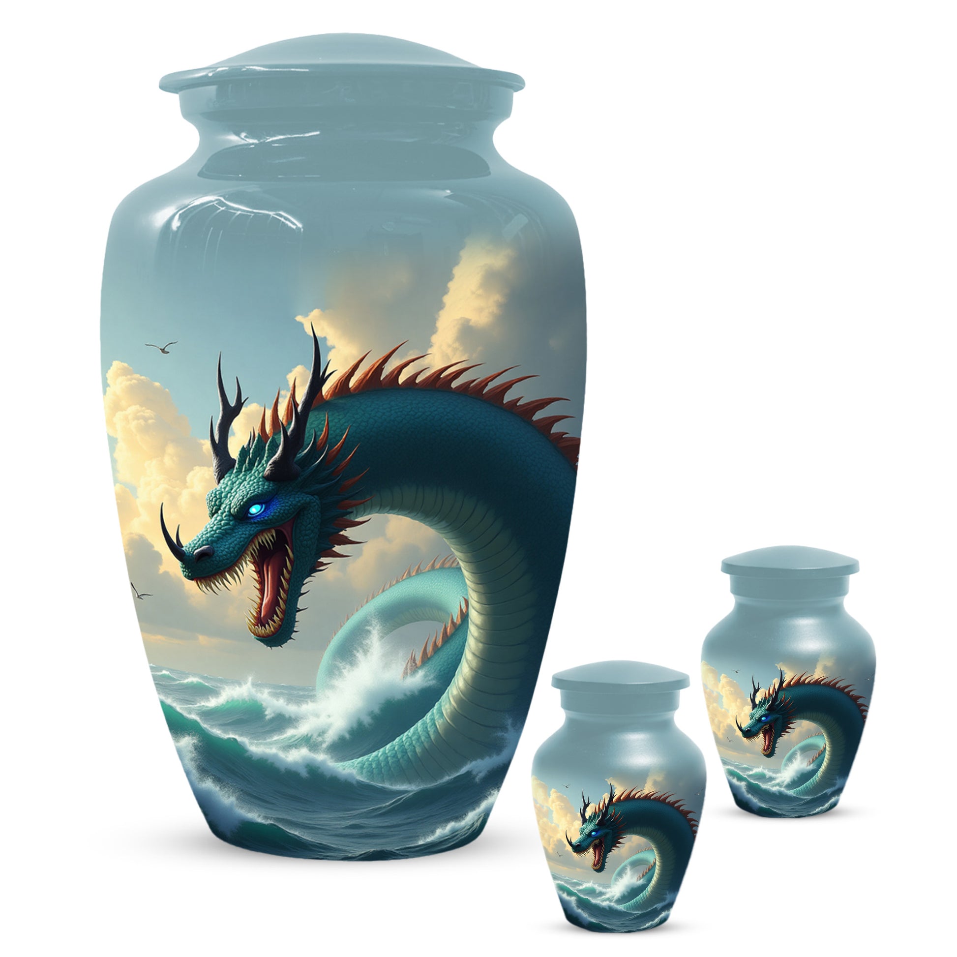 Ocean Dragon Urn for Adult Ashes – Fantasy Sea Dragon Cremation Urn | Memorial Urn