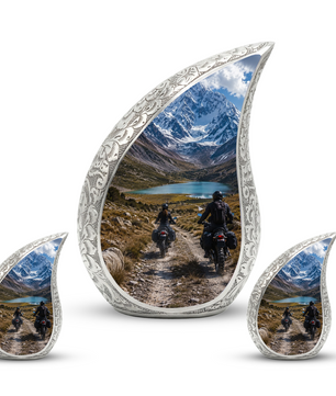 Motorcycle Rider Cremation Urn for Dad – Adventure Tribute Urn for Adult Male Ashes