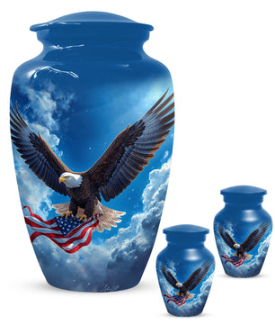 Patriotic Eagle Urn for Human Ashes | Flying Bald Eagle Adult Cremation Urn