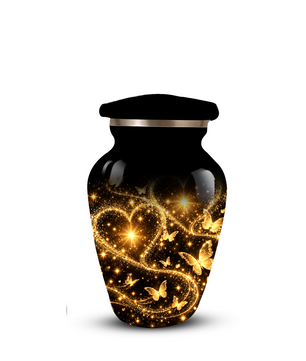 Personalized Adult Cremation Urn for Ashes, Golden Butterfly Heart Memorial Urn, Custom Adult Urn