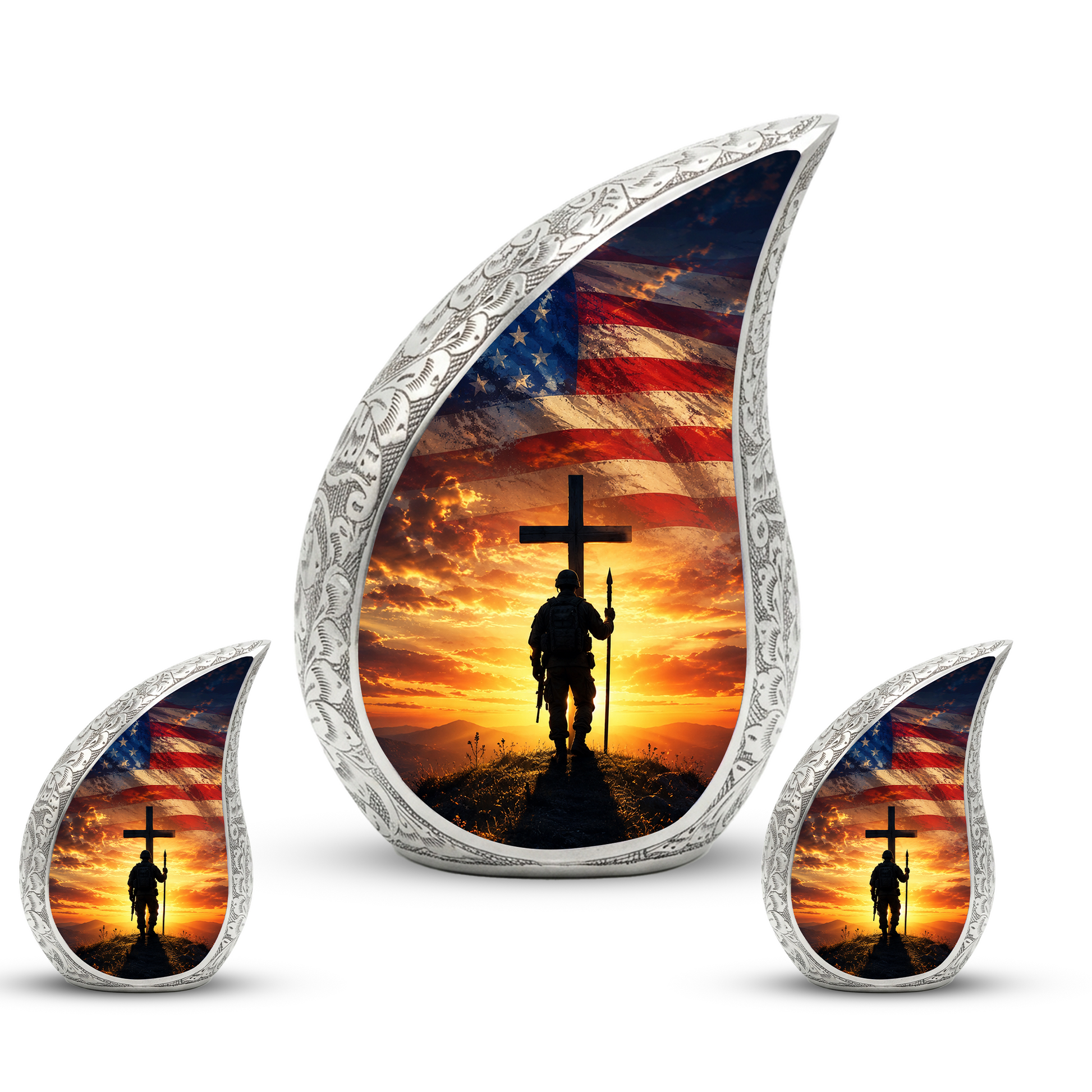 Military Cross Urn for Dad | Patriotic Cremation Urn for Adult Male Ashes