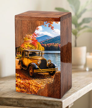 Classic Car Wooden Cremation Urn for Dad, Personalized Wooden Urn for Human Ashes