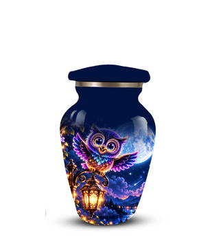 Owl Cremation Urn for Adult Ashes, Colorful Owl Under Moonlight Adult Urn for Human Ashes