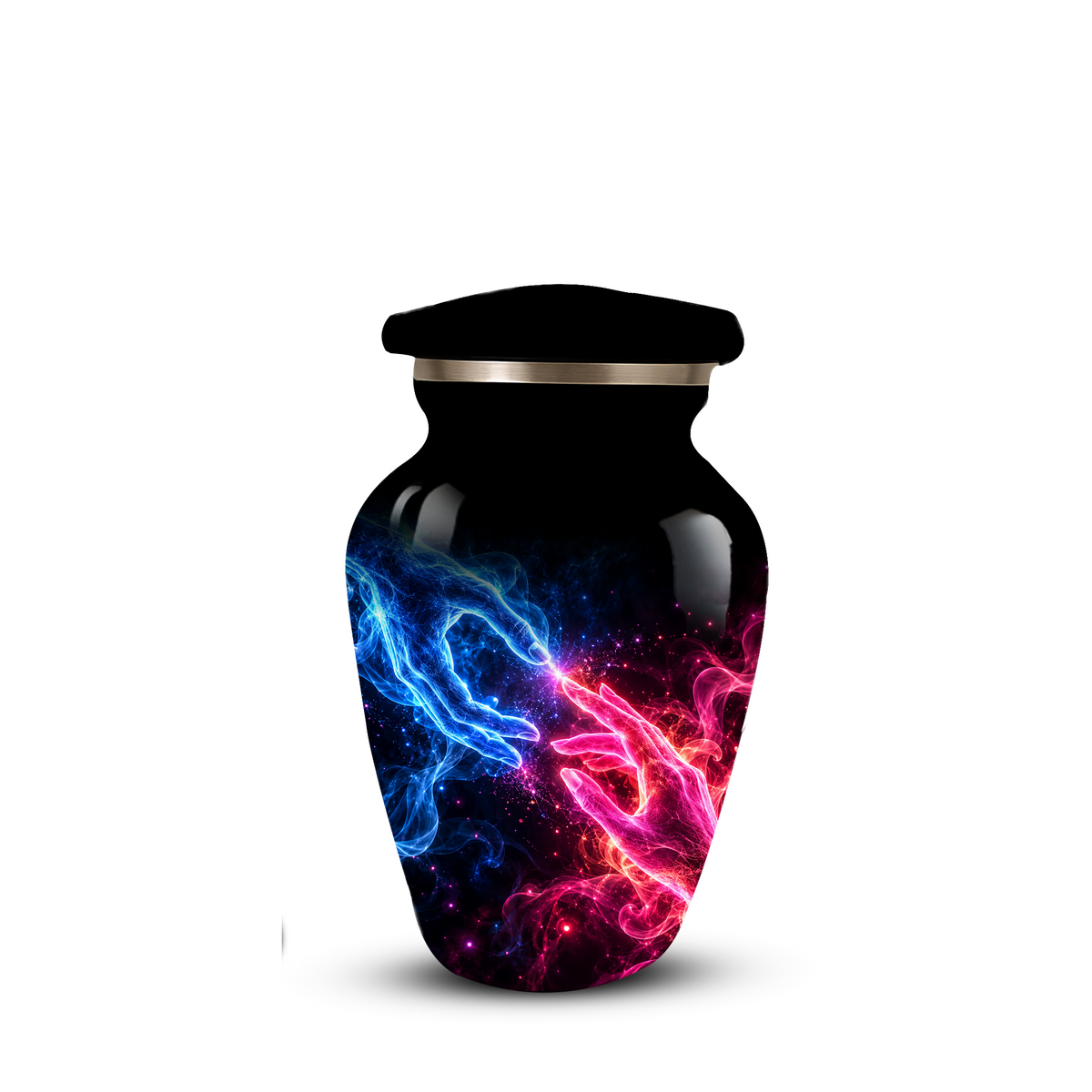 Cosmic Hands Cremation Urn for Adult Ashes, Blue and Pink Galaxy Memorial Urn, Personalized Funeral Urn for Human Ashes, Celestial Keepsake