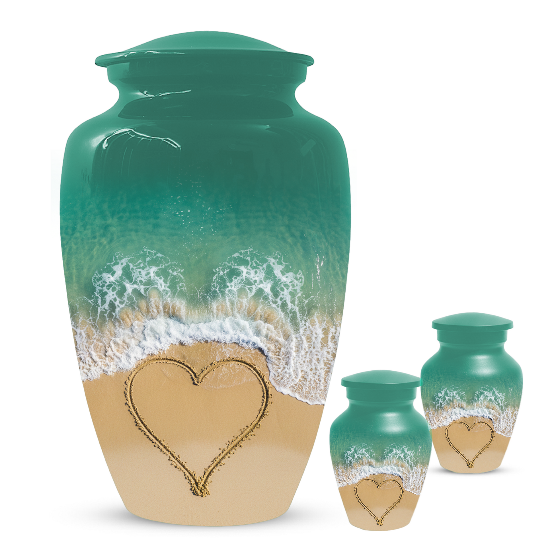 Beach Urn for Ashes, Custom Ocean Cremation Urn, Heart in Sand Memorial Urn
