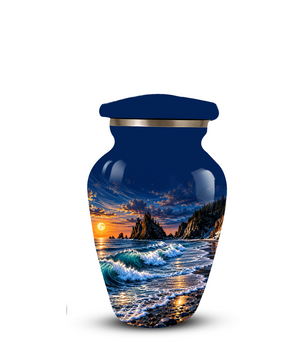 Personalized Adult Cremation Urn for Ashes, Custom Memorial Urn, Ocean Waves and Sunset Design