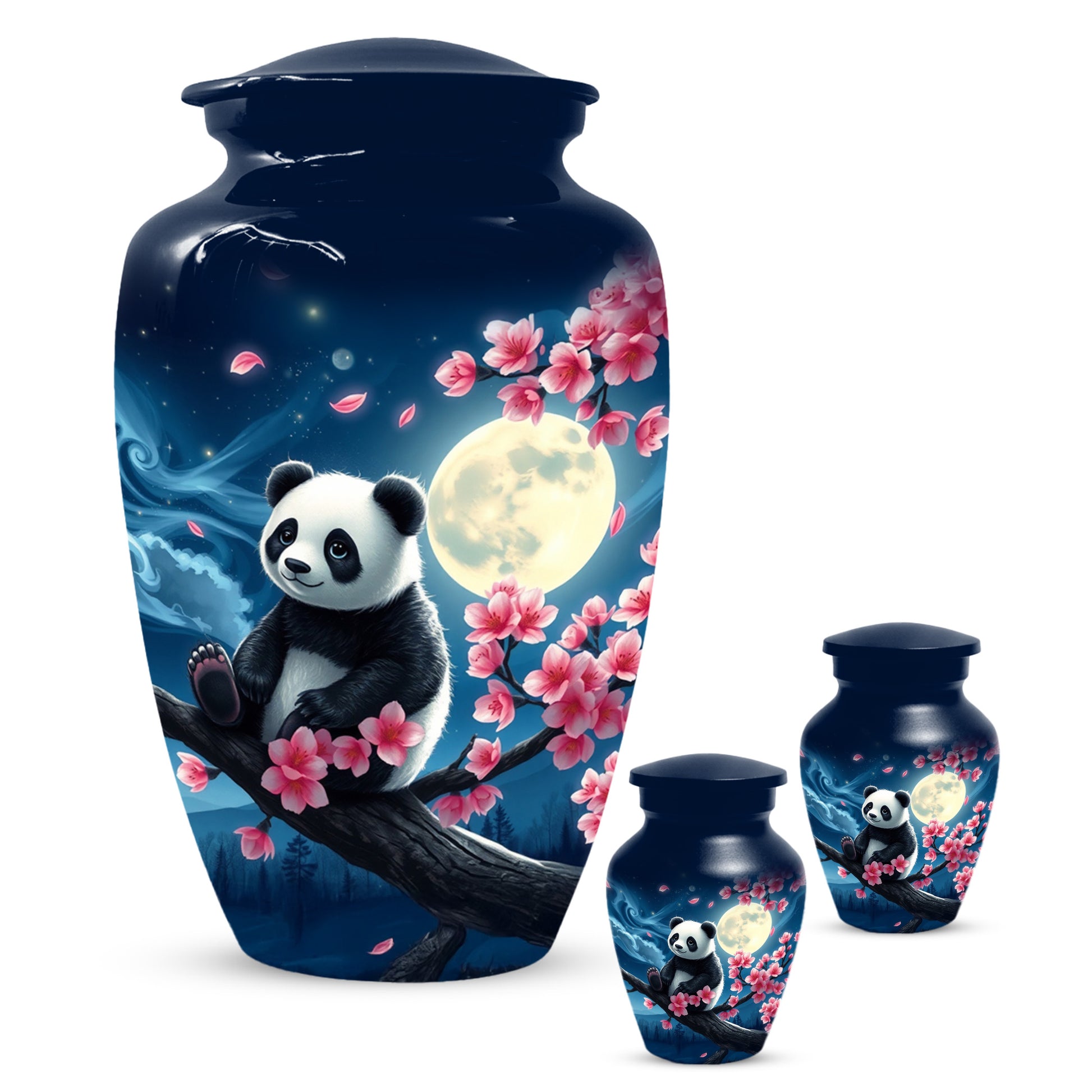 Panda Moon Urn for Ashes - Personalized Cherry Blossom Memorial for Mom | Cremation Urns for Mother