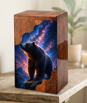 Bear Wooden Cremation Urn – Personalized Memorial Urn for Human Ashes