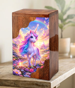 Unicorn Wooden Cremation Urn – Personalized Memorial Urn for Human Ashes