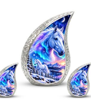 White Horse Cremation Urn for Ashes, Fantasy Horse Adult Memorial Urn
