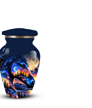 Personalized Horse Cremation Urn for Ashes, Cosmic Galaxy Horse Adult Memorial Urn, Custom Aluminum Urn