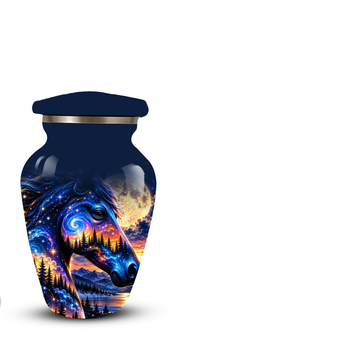 Personalized Horse Cremation Urn for Ashes, Cosmic Galaxy Horse Adult Memorial Urn, Custom Aluminum Urn
