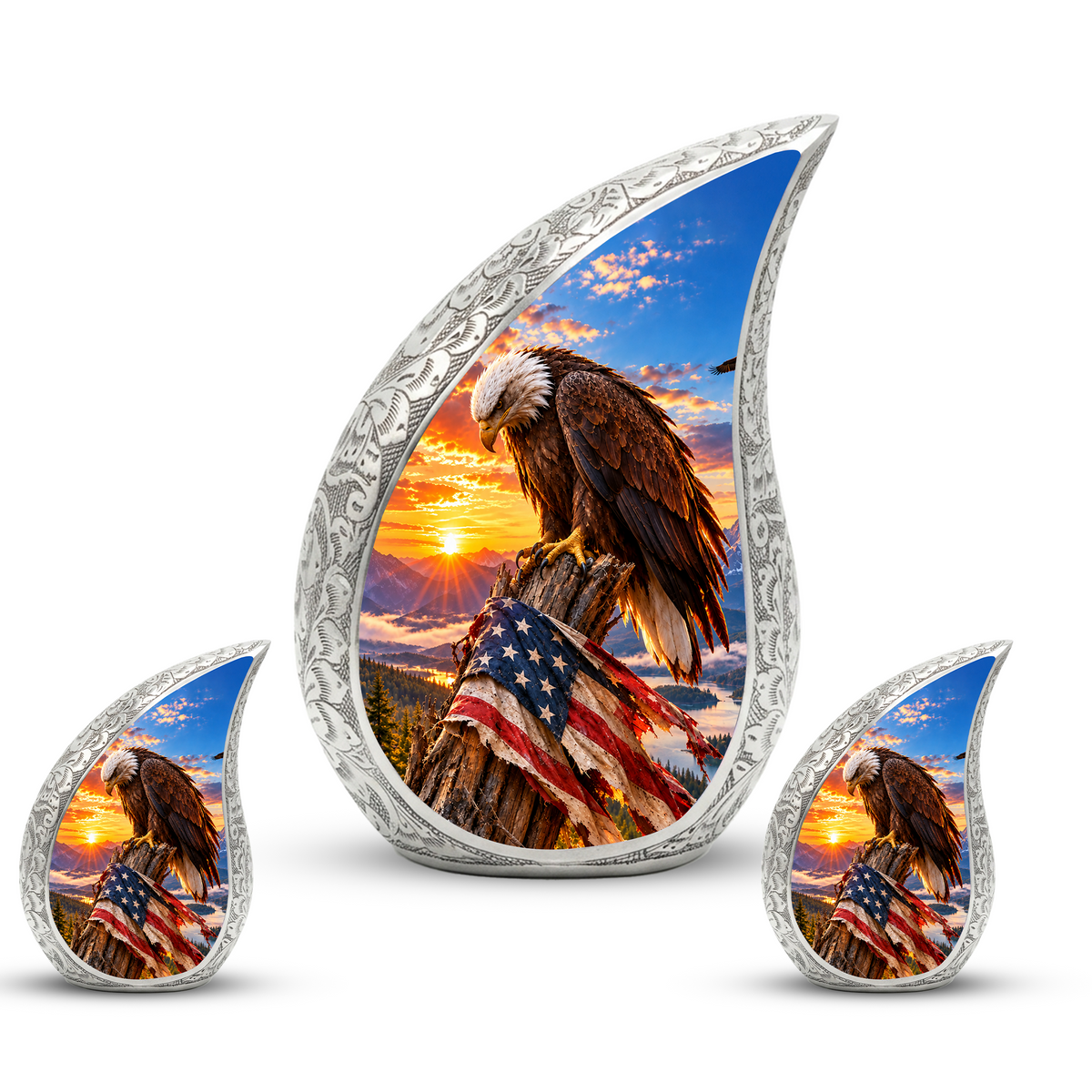 American Eagle Cremation Urn for Adult Ashes – Patriotic Bald Eagle Memorial Urn