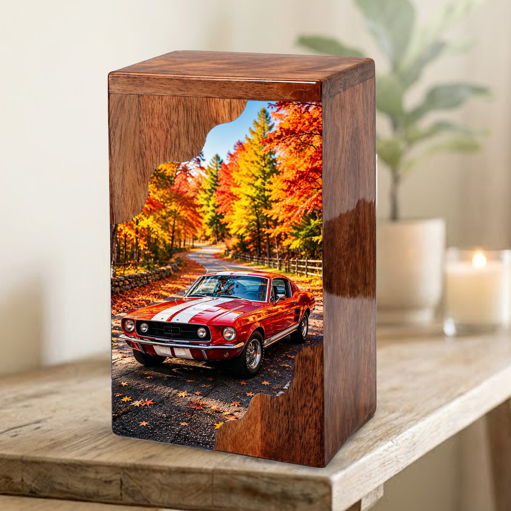 Classic Car Wooden Cremation Urn – Wooden Urn for Human Ashes