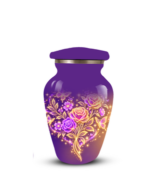 Purple Rose & Butterfly Cremation Urn for Ashes | Personalized Floral Memorial Urn | Handmade Adult Urn for Human Ashes
