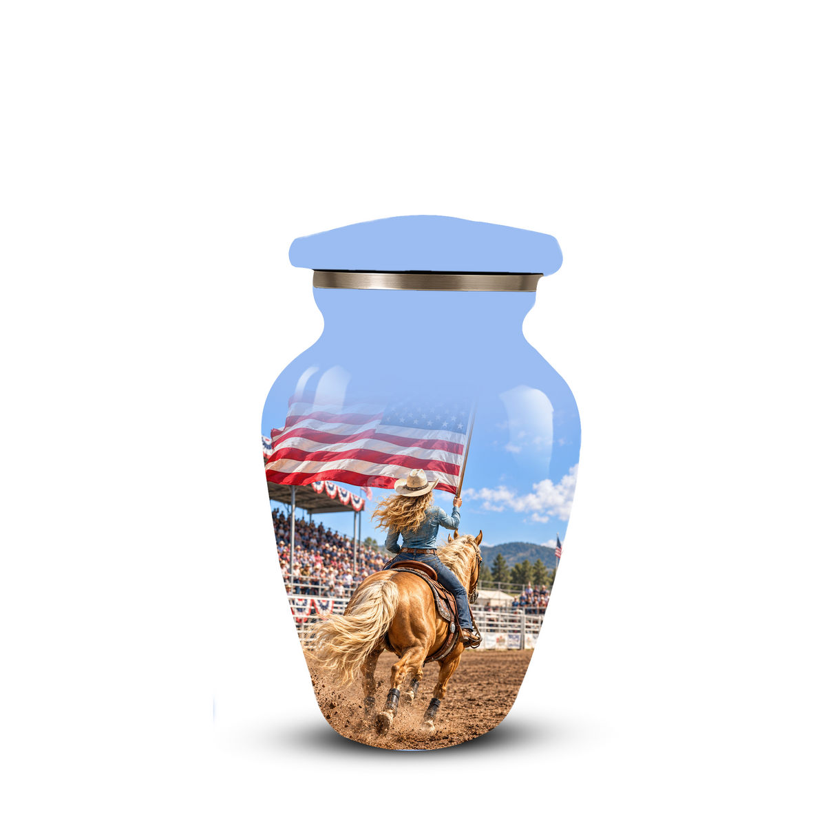 American Flag Cremation Urn – Personalized Cowgirl & Western Memorial Urn for Ashes