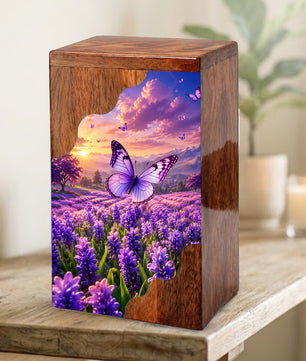 Butterfly Wooden Cremation Urn for Mom | Personalized Urn for Human Ashes