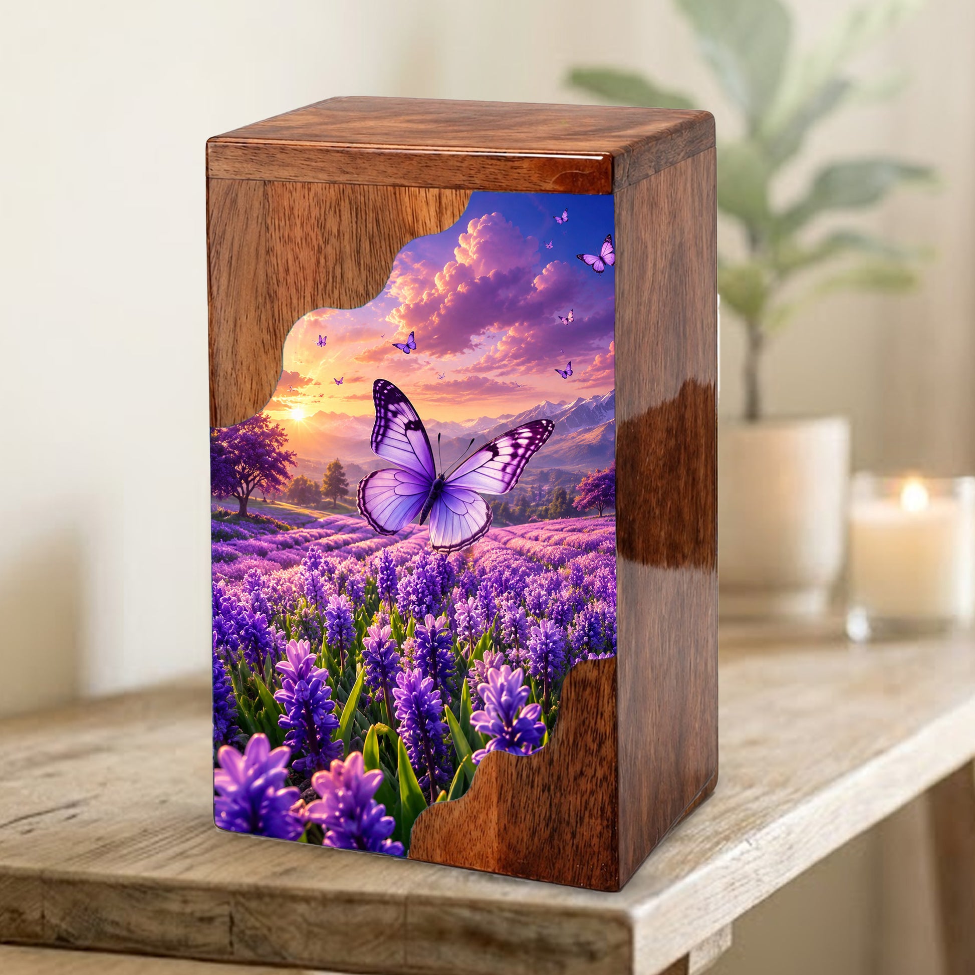 Butterfly Wooden Cremation Urn for Mom | Personalized Urn for Human Ashes