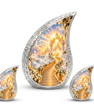 Heavenly Stairway Cremation Urn for Adult Ashes, Golden Heaven Memorial Urn