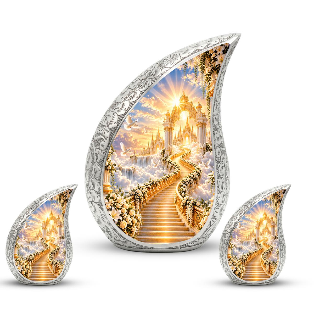 Heavenly Stairway Cremation Urn for Adult Ashes, Golden Heaven Memorial Urn