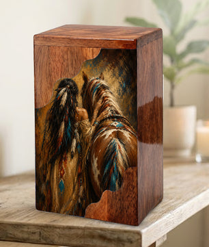 Horse Spirit Wooden Cremation Urn – Wooden Urn for Human Ashes