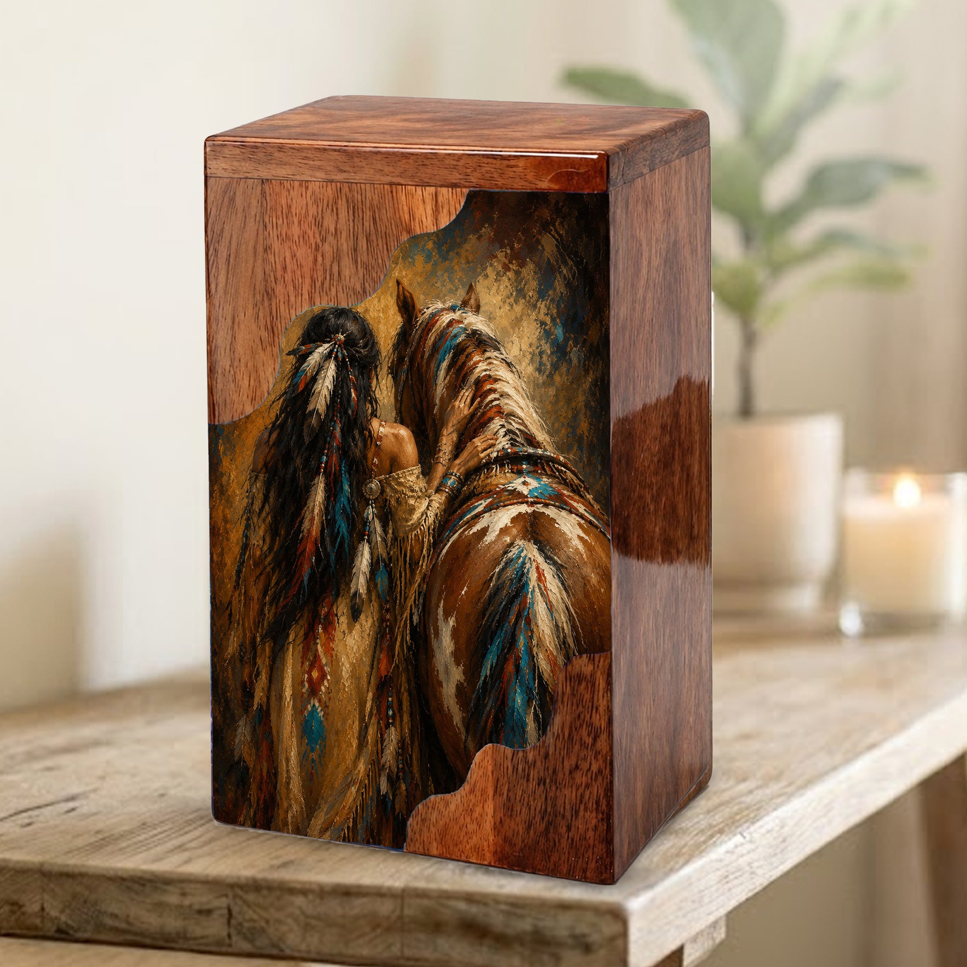 Horse Spirit Wooden Cremation Urn – Wooden Urn for Human Ashes