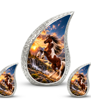 Horse Cremation Urn for Ashes, Rearing Horse Memorial Urn, Personalized Adult Urn