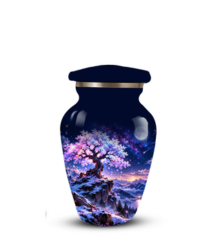 Personalized Adult Cremation Urn for Ashes, Pink Cherry Blossom Tree Memorial Urn, Custom Aluminum Urn