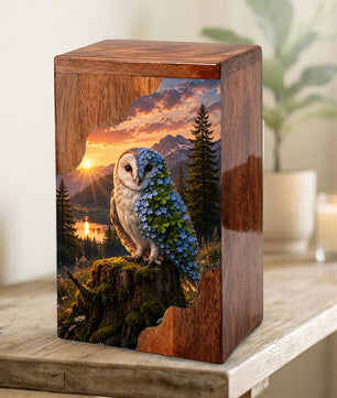 Owl Wooden Cremation Urn – Wooden Urn for Human Ashes