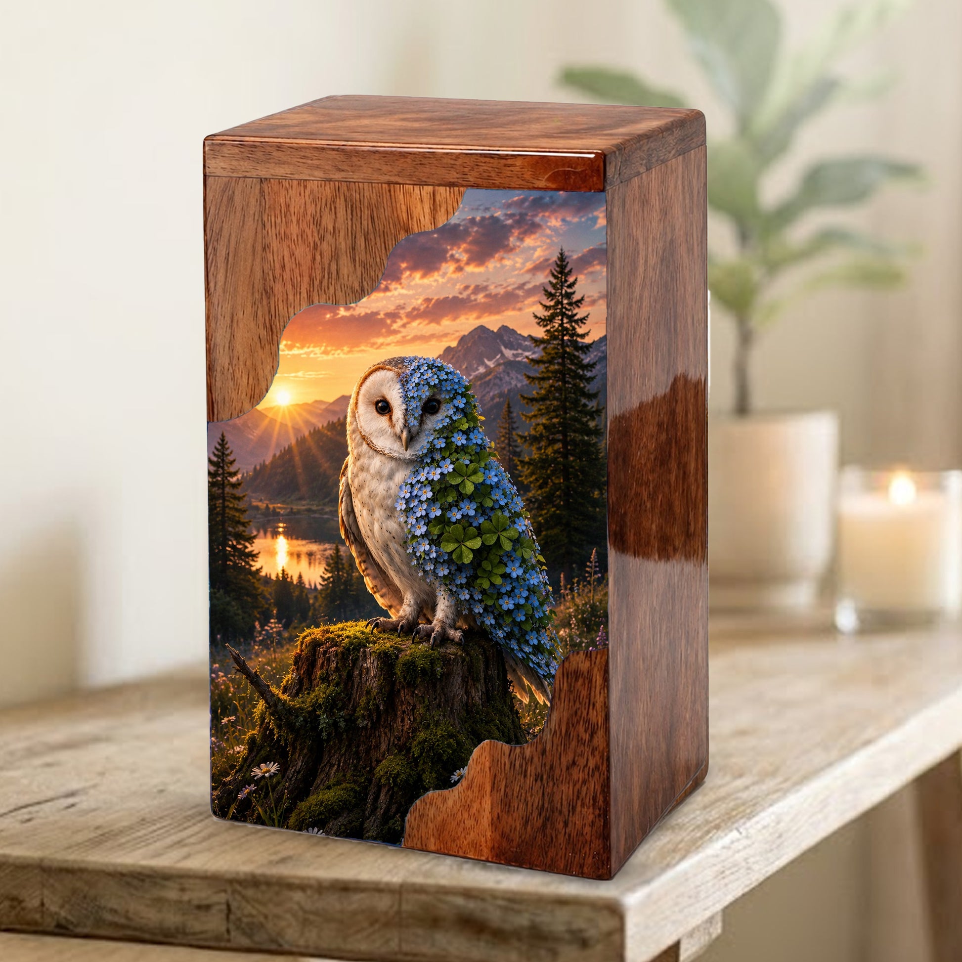 Owl Wooden Cremation Urn – Wooden Urn for Human Ashes