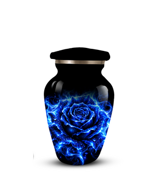 Blue Rose Cremation Urn for Ashes | Personalized Memorial Urn for Human Ashes | Handmade Aluminum Adult Urn