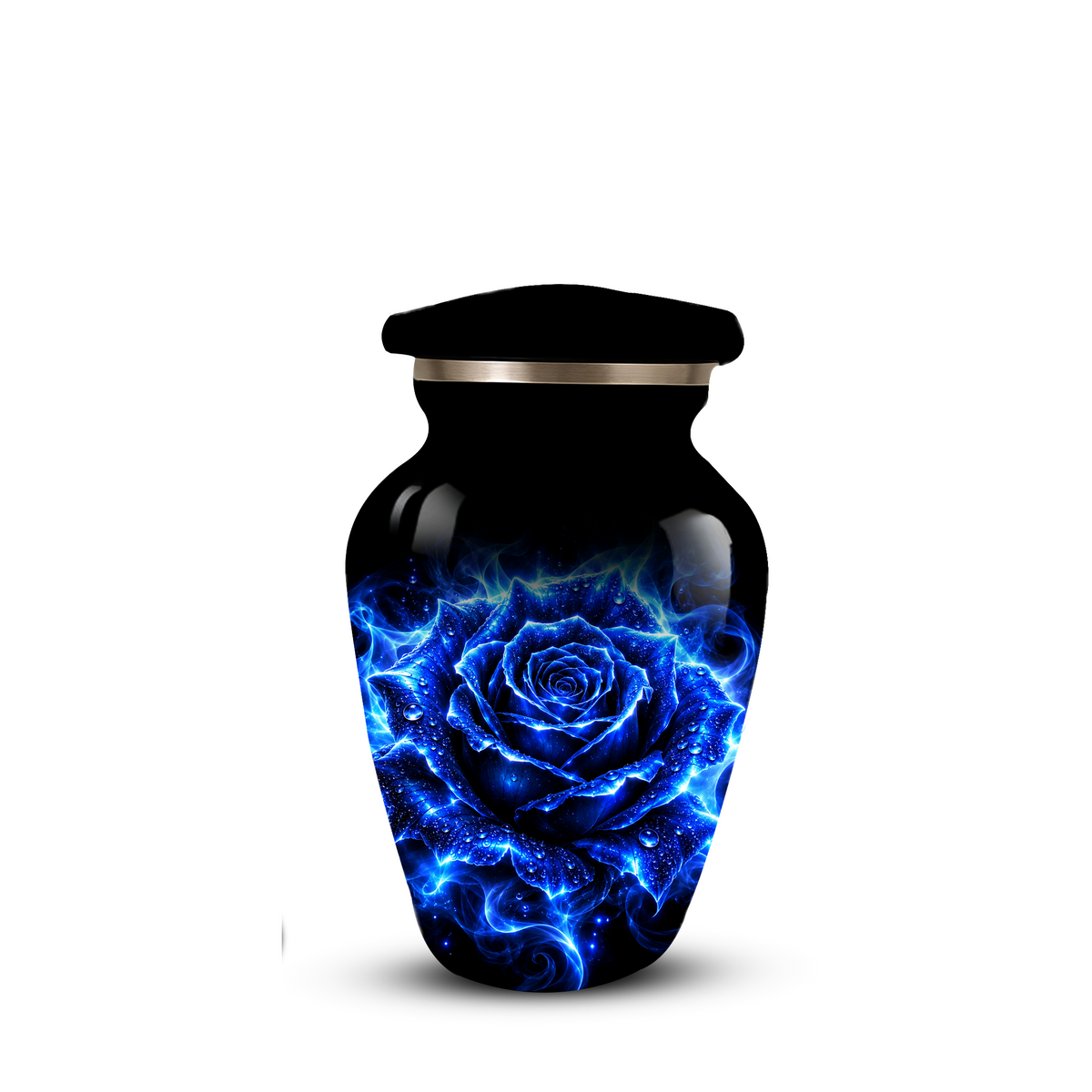 Blue Rose Cremation Urn for Ashes | Personalized Memorial Urn for Human Ashes | Handmade Aluminum Adult Urn