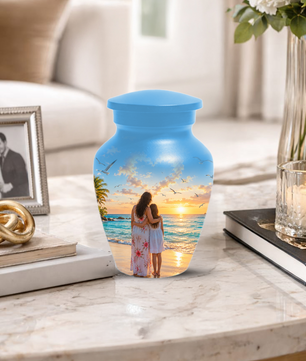 Customizable Mother Daughter Cremation Urn - Custom Photo Text Large Urn Keepsake